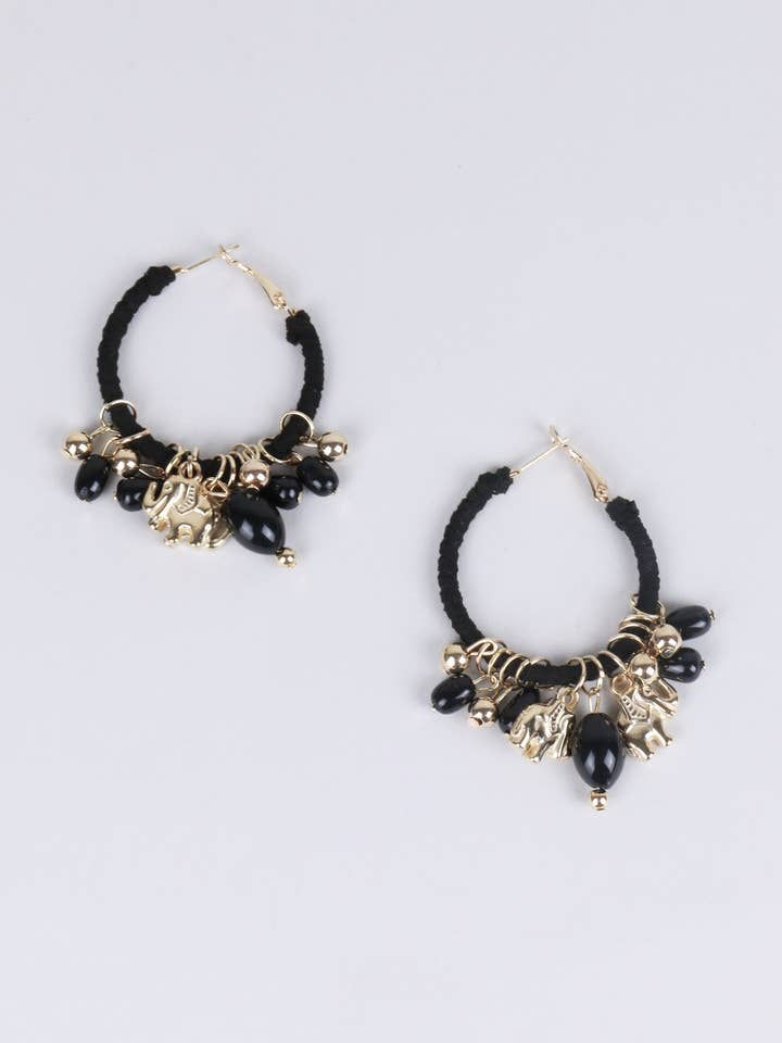 Lovemystyle Black Hoop Earrings with Bead Work for wholesale by LoveMyStyle