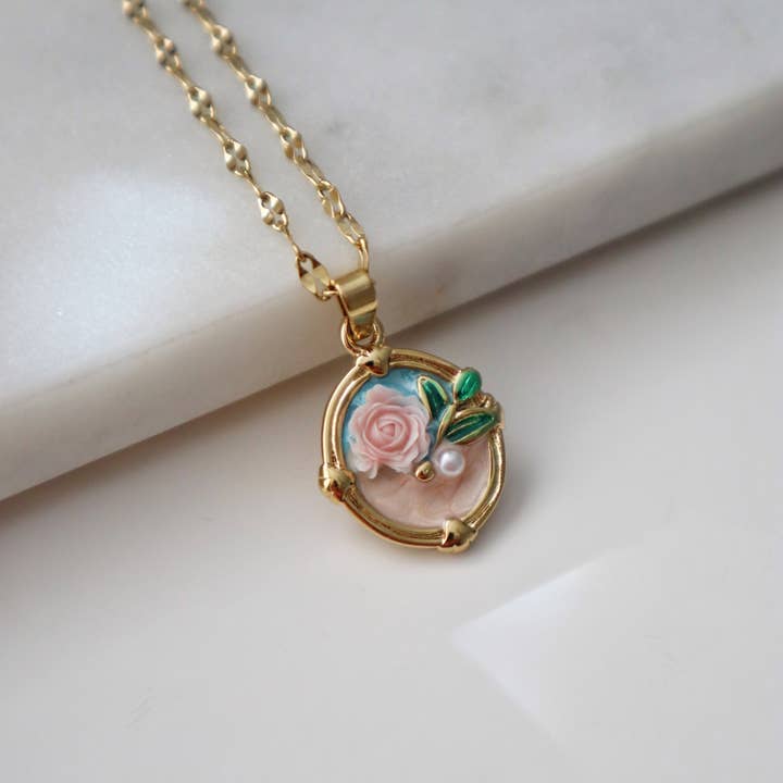 Rose Bloom Necklace | Pendant Necklace for wholesale by JESSA Jewelry