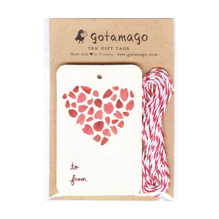 Sakura Heart Gift Tags, Set of 10 for wholesale by Gotamago