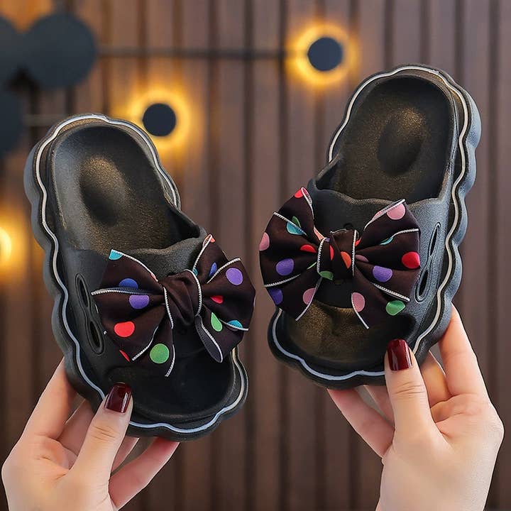 Little Trendy - Wholesale Sandals - Kids - Girls' sweet bow soft beach sandals non-slip home slippers