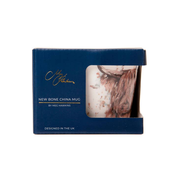 Meg Hawkins Art – wholesale Coffee mug – 'The Hebrides' Highland Cow Design Bone China Mug2