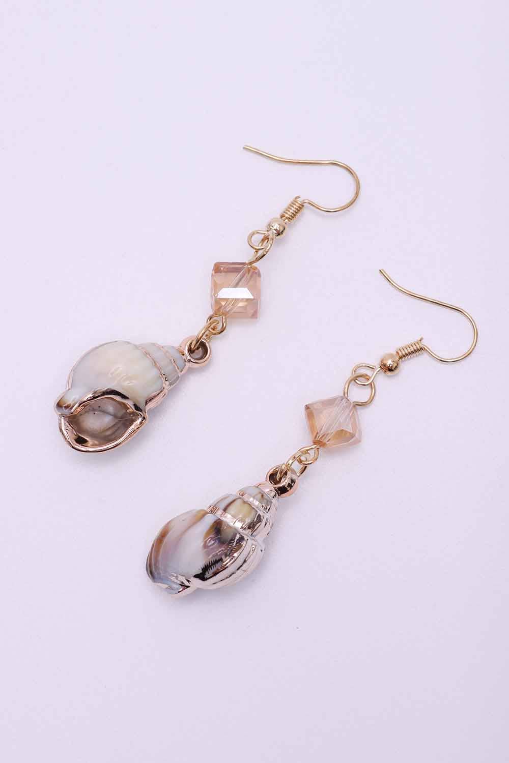 Amerikan Basics - Wholesale Clip-On Earrings - Sea Shell Long Dangle Earrings 1