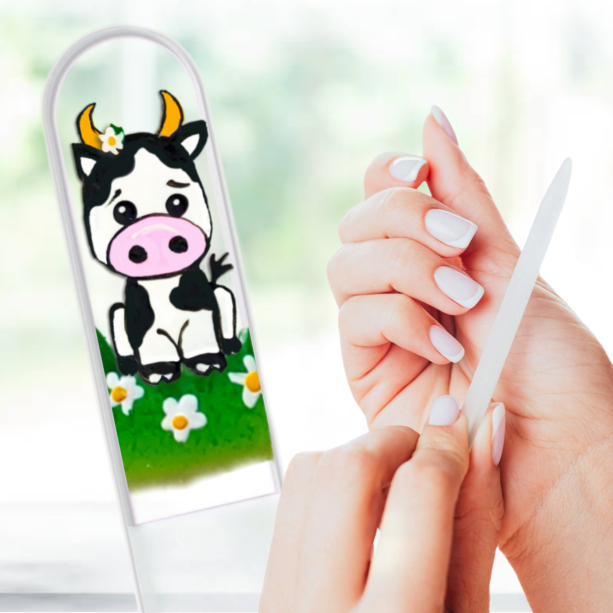 Classy Nail Files - Wholesale Nail File - Moo Cow Holstein Farm Animal Hand Painted Crystal Nail File11