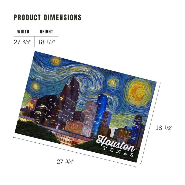 Lantern Press - Wholesale Puzzle - Adult - 1000 PIECE PUZZLE Houston, Texas, Starry Night Series