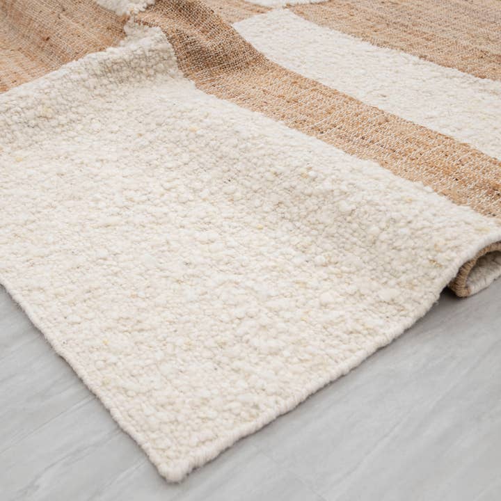 Aesthetic Homes LLC - Wholesale Area Rug - Natural Wool Jute Rug, Ivory Boho Moroccan Hand Woven TN-963