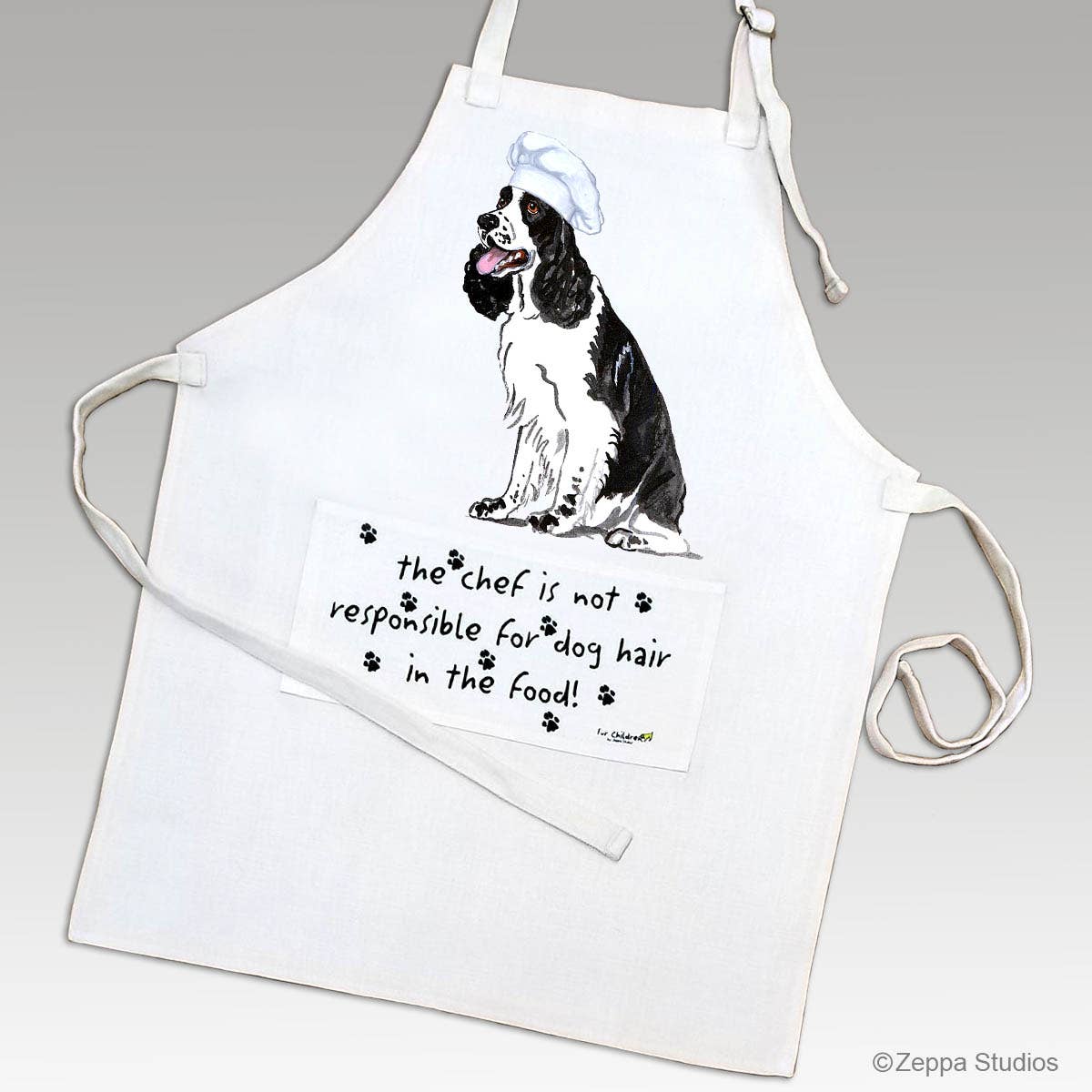 Zeppa Studios - Wholesale Apron - Springer Spaniel Black N White Apron1