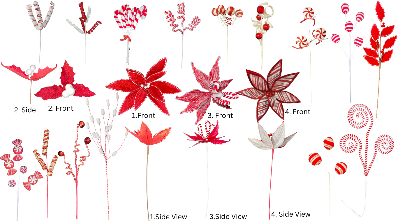 Thompson Wholesale - Wholesale Christmas Decoration - Red & White Sprays & Stems Package -- 41 Piece Set0