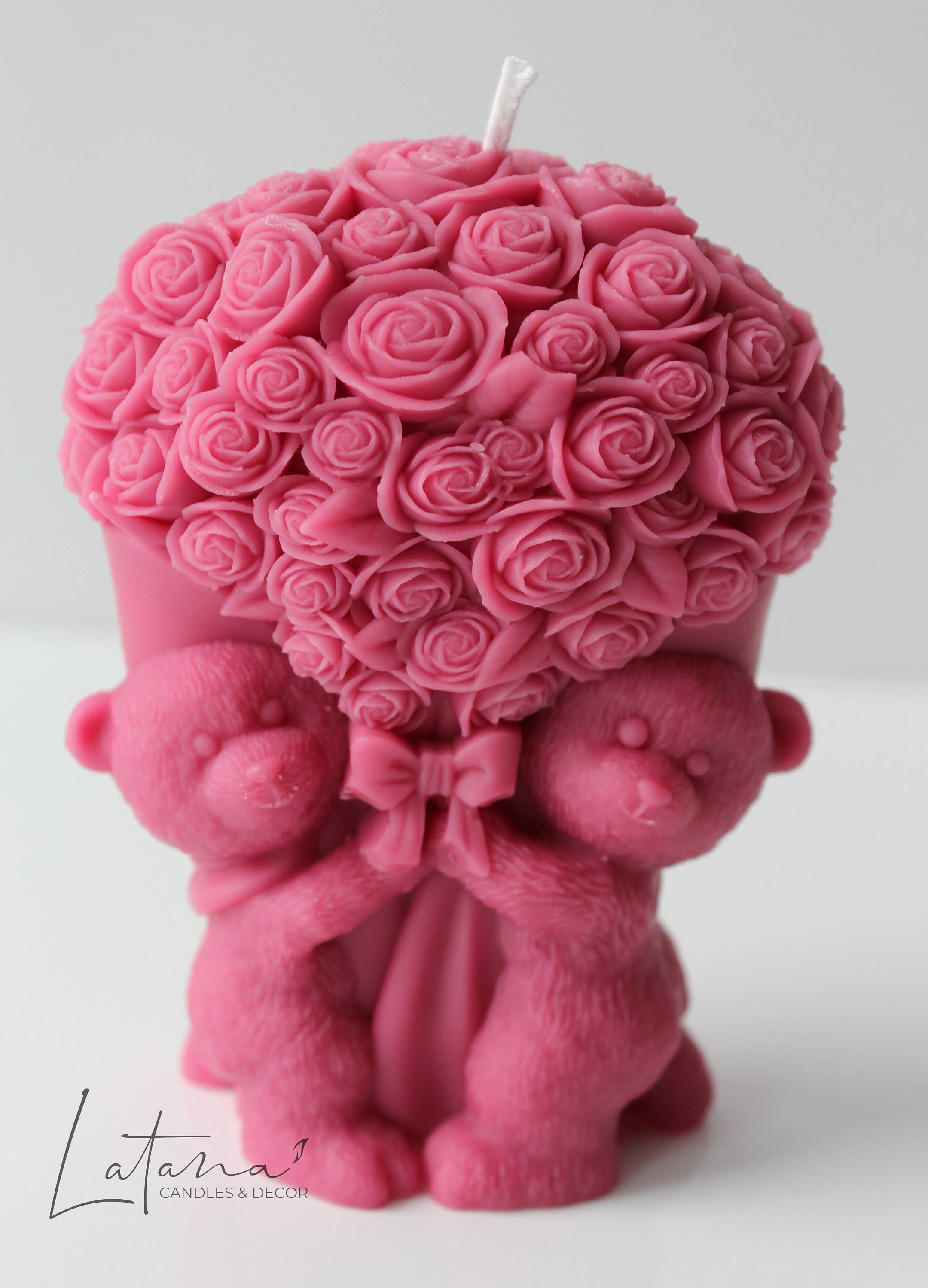 Latana Candles - Wholesale Novelty Candle - Teddy Bear with Rose Flowers Candle0