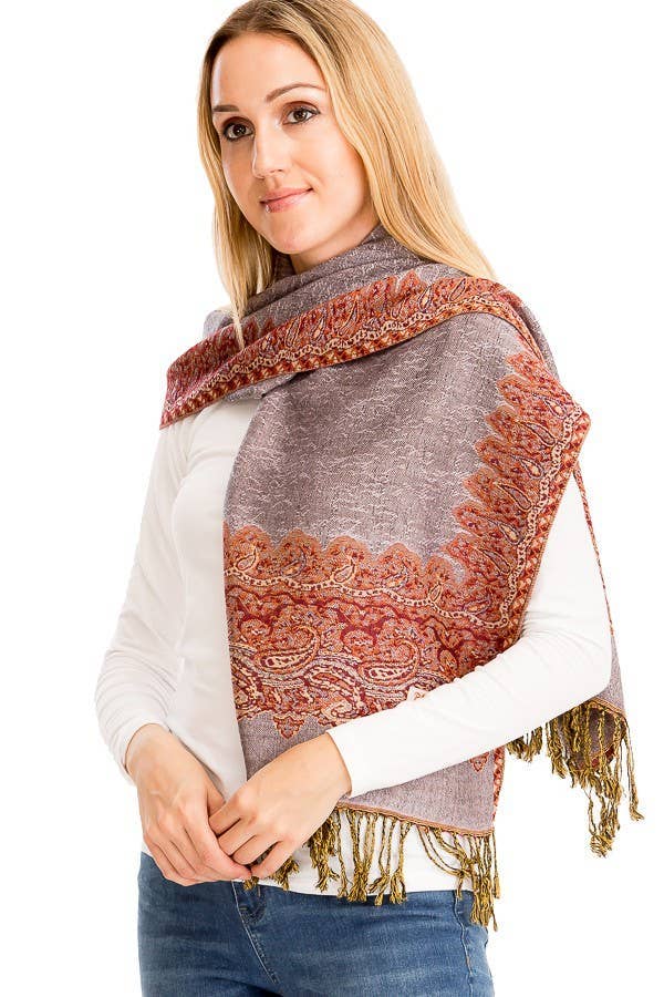 Cap Zone - Wholesale Scarf - Women's - Luxury Delicate Paisley Versatile Wrap Faux Pashmina13