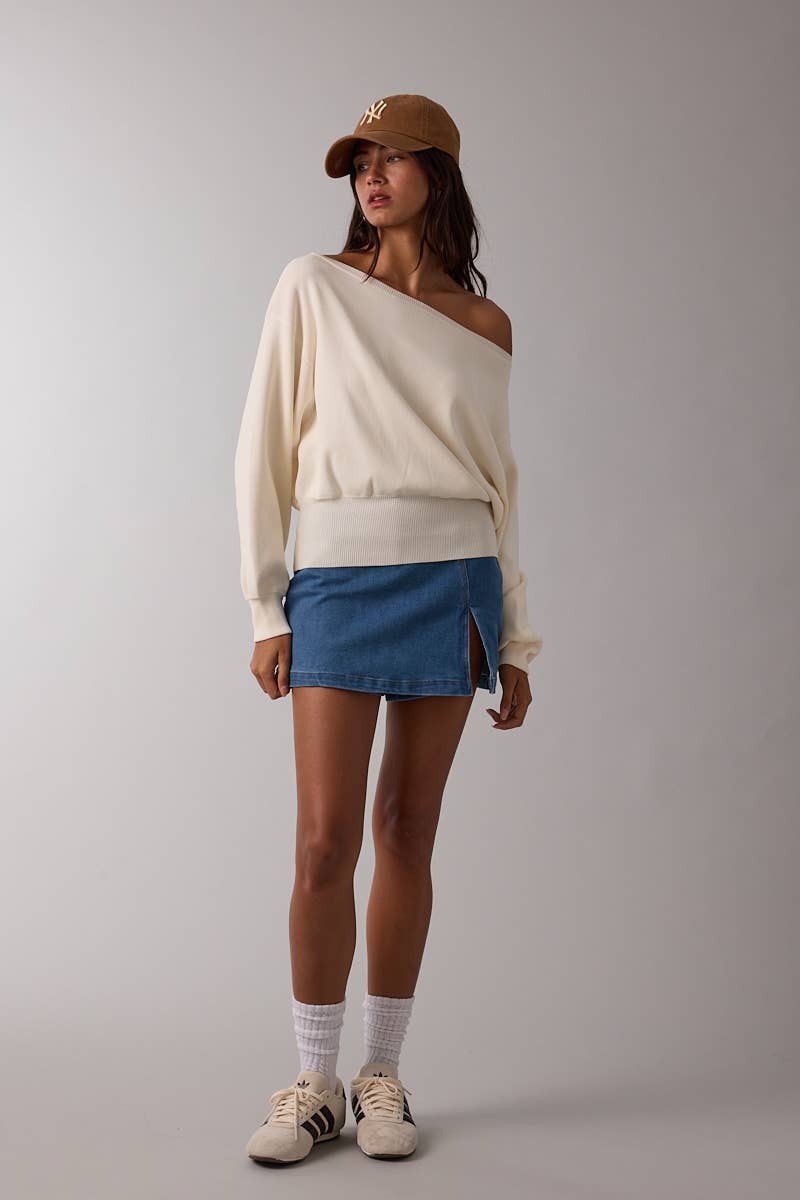 Sky to Moon - Wholesale Skirt - Women's - DENIM ONE-SIDE SLIT SLIM FIT-IN MINI SKORT12