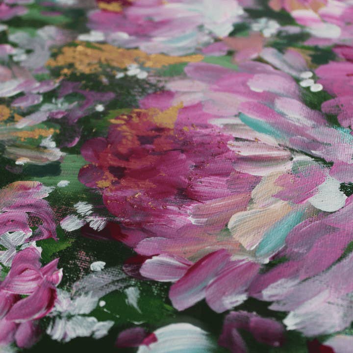 glad you're here co - Wholesale Painting/Drawing - Original Acrylic Painting on 16x20 Canvas with Gold Flecks • Pink Floral Abstract Wall Art • Modern Flower Artwork for Home Decor5
