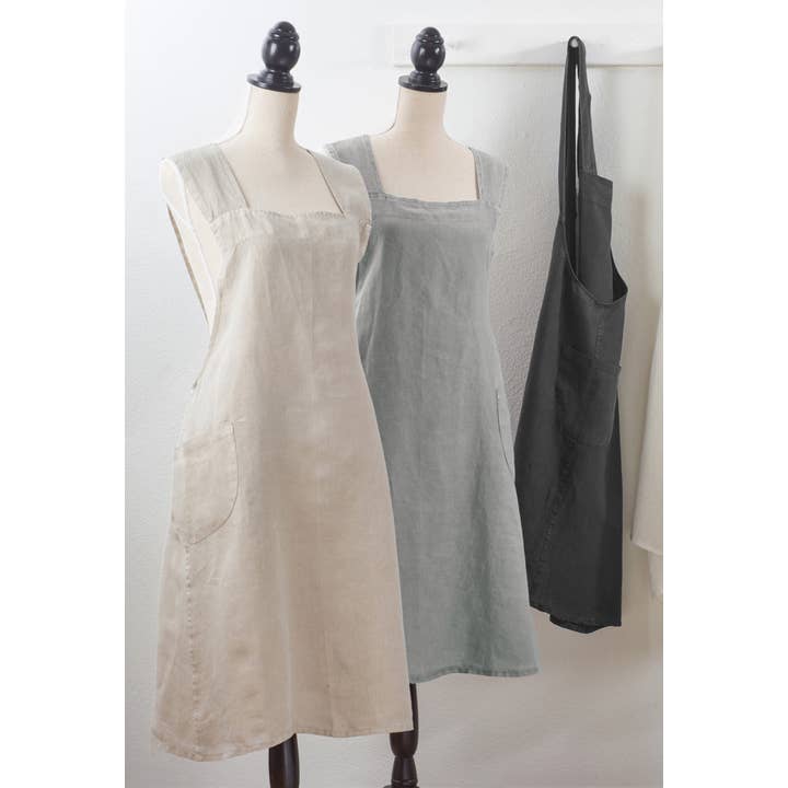 Fennco Styles - Wholesale Apron - Natural Criss Cross Back Apron Pure Linen Chef Cooking Apron