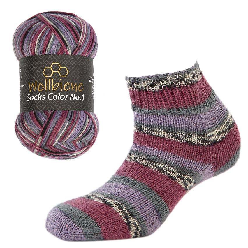 Wollbiene - Venta al por mayor Hilos - Hilo para calcetines Wool Bee Socks Color, 100 g, grosor 4 hebras6