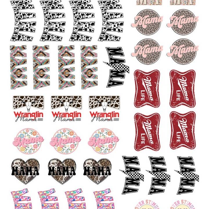 Wholesale Accessory Market - Vente Transfert pour sublimation - 22 x 36 Feuille de Gang de Chapeaux Préfabriqués Mama Version 2