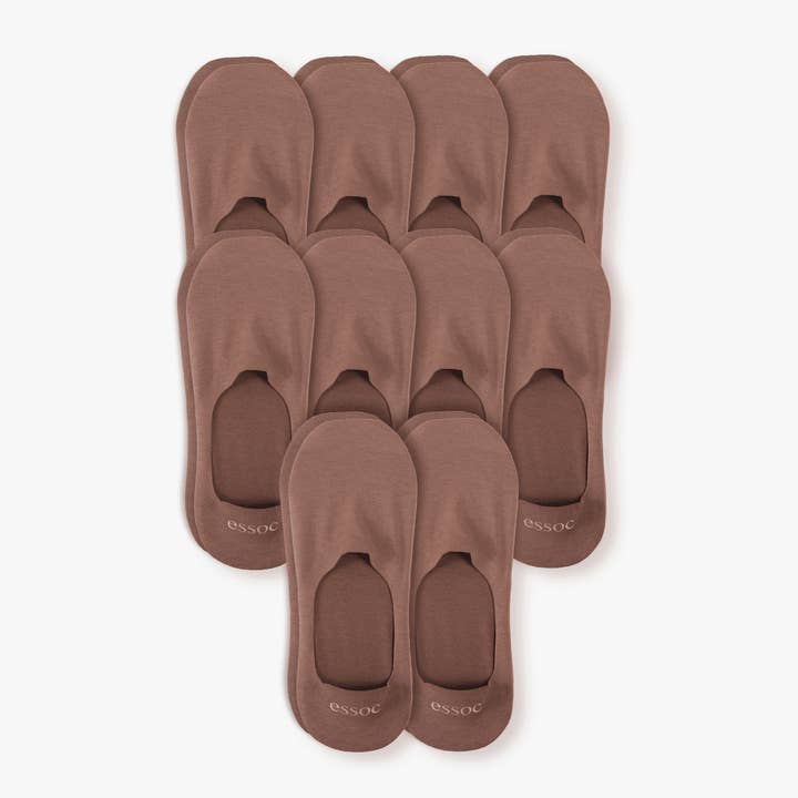 Unisex Cotton No Show Socks 10-Pack | Toffee Tan for wholesale by essoc