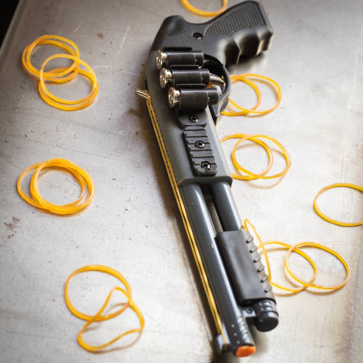 Cardstalked - Wholesale Classic Toy - Kids - Metal Pump Action Rubber Band Shotgun - 8” Toy shotgun