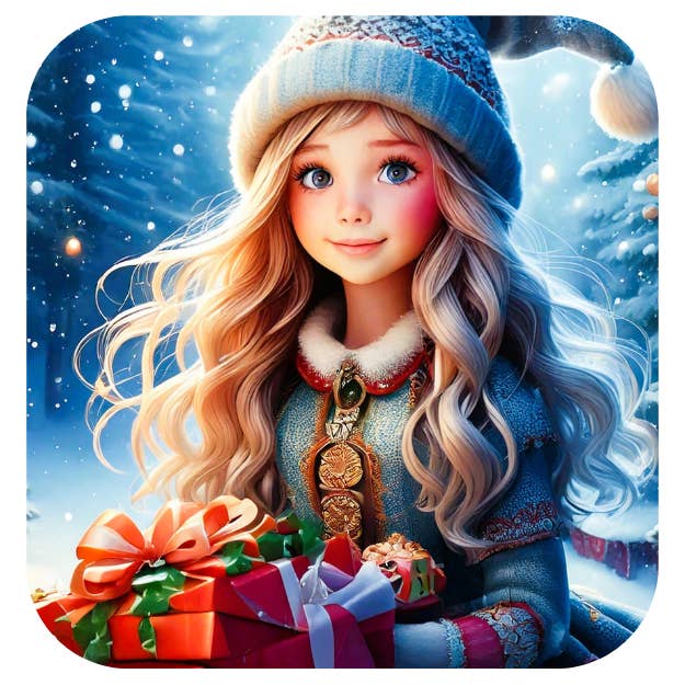 Ron Knight Entertainment, LLC - Wholesale Magnet - Christmas Magnet: Christmas Girl and Presents