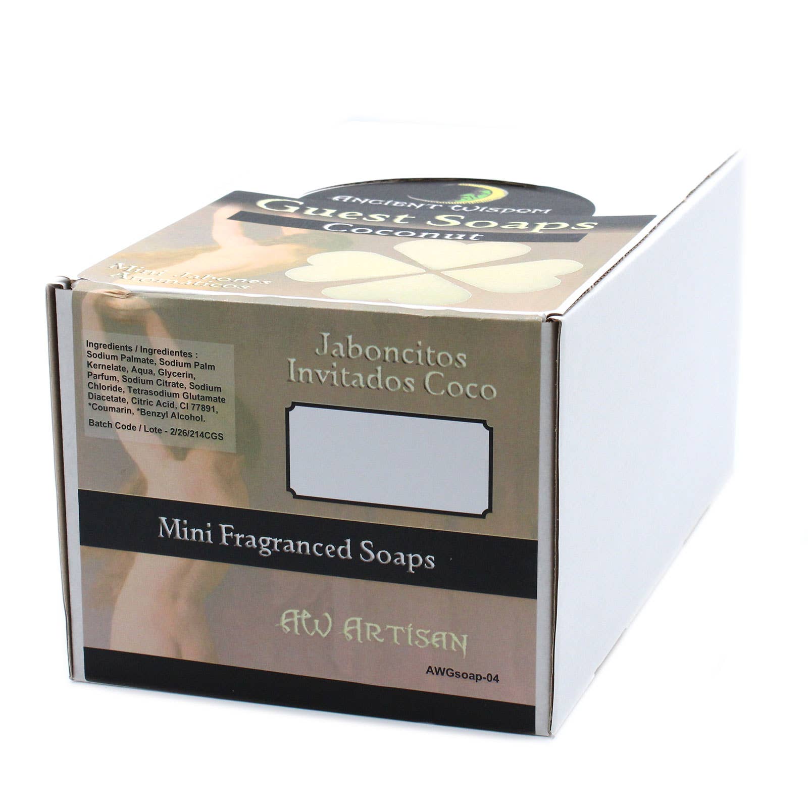 Ancient Wisdom – wholesale Bar Soap – Heart Guest Soap - Coconut1