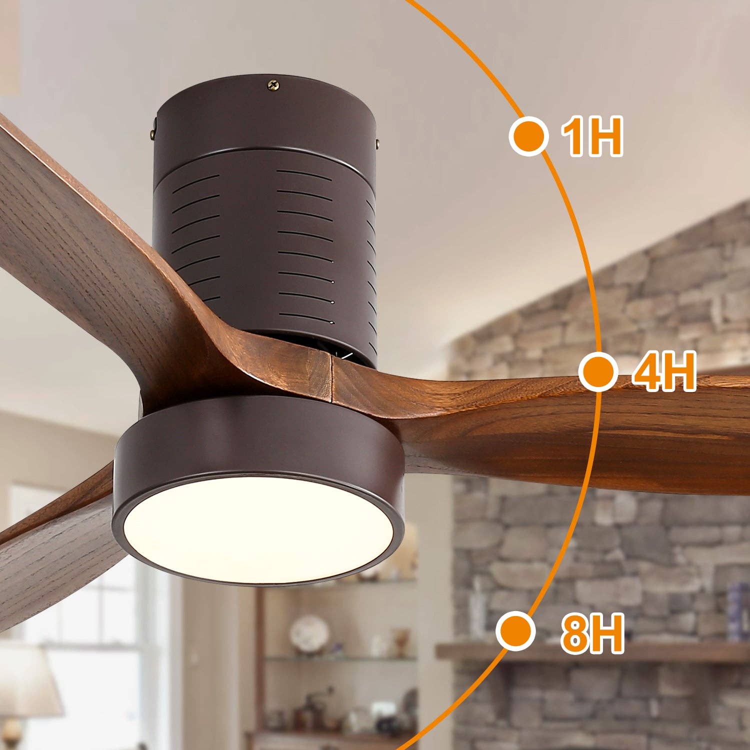39F Inc. - Wholesale Ceiling Fan - 52in Flush Mount Ceiling Fan with LED Light and Remote1