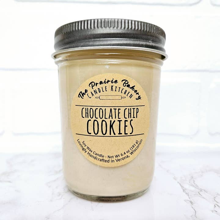 Chocolate Chip Cookies | Delicious Scented Soy Wax Candle for wholesale by The Prairie Bakery Candle Kitchen LLC