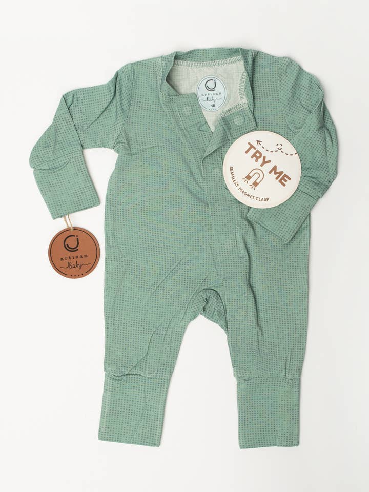 Organic Bamboo Magnet Clasp Onesie for wholesale by Charlie James Artisan Boutique