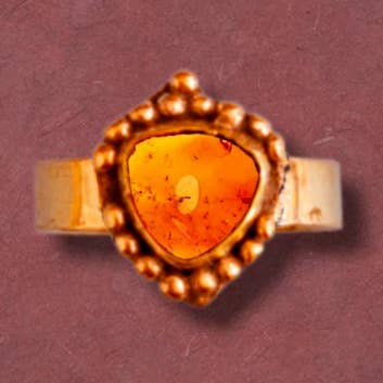 Amber Trillion Copper Ring for wholesale by Tidepool