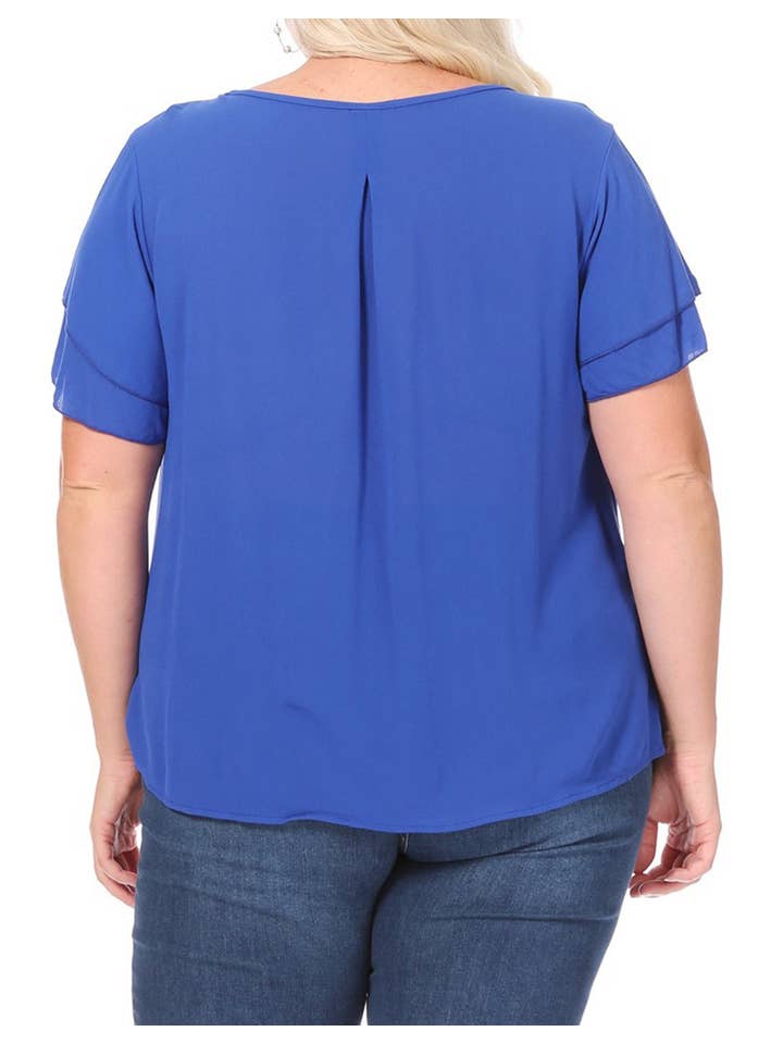 MOA COLLECTION - Wholesale Blouse - Women's - Women's Plus Size Short Sleeve Round Neck Blouse Top18