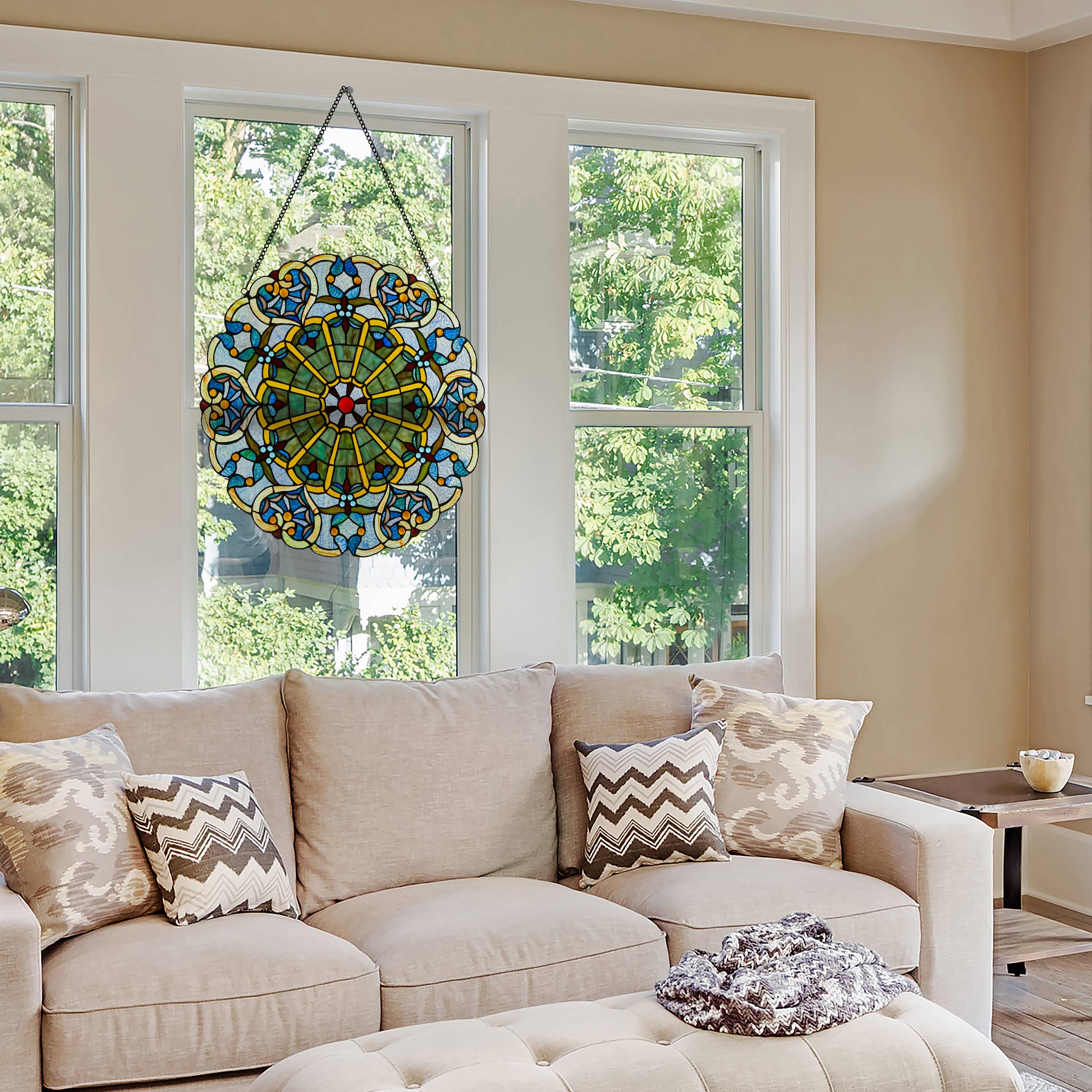 River of Goods - Wholesale Suncatcher - 22"W Webbed Heart Stained Glass Window Panel