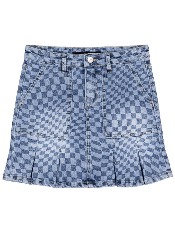 GIRLS MINA PLEATED DENIM SKIRT W CHECK PRT for wholesale by JOE'S JEANS - KIDS