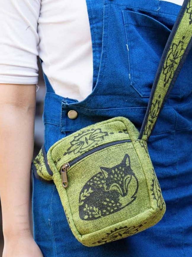 Lille bomuldstaske med bloktryk og lynlåslukning for engroshandel hos Ganesh Himal Trading