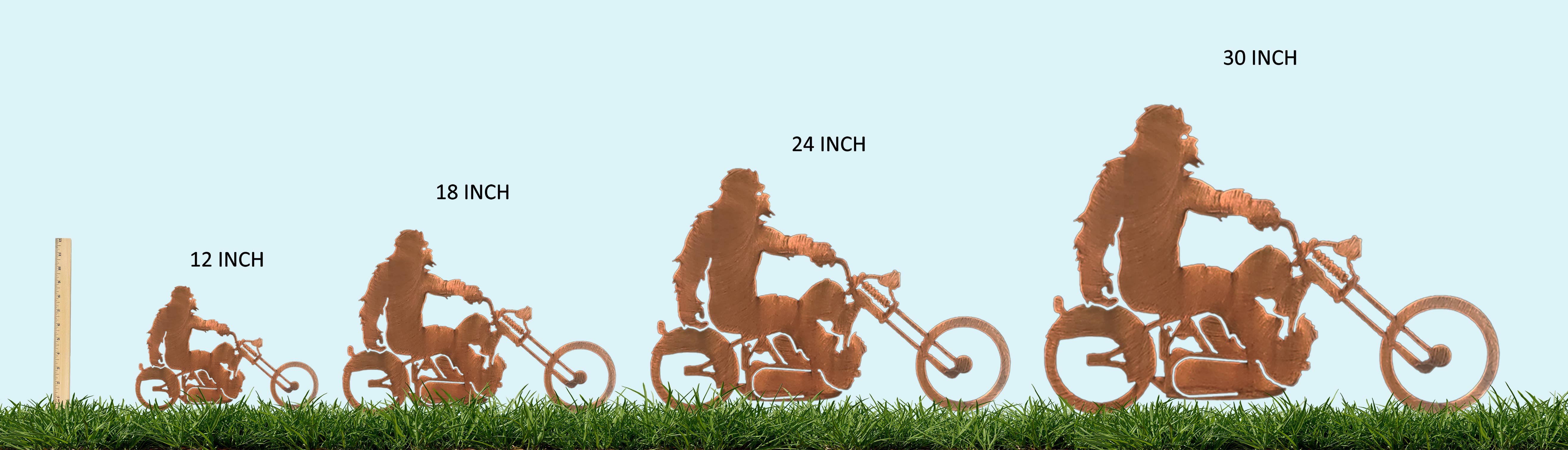 Crooks Designs - Wholesale Outdoor Ornament/Decor - BigFoot Chopper, Metal Yard Art Statue, Rust Finish 1