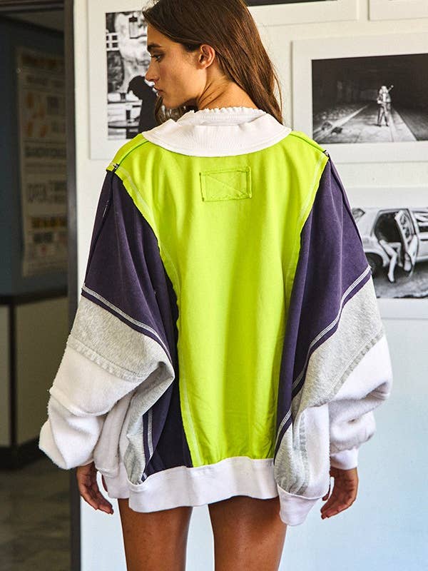 BUCKETLIST - Wholesale Jacket - Women's - IJ3119 Colorblock Zip Up Jacket9