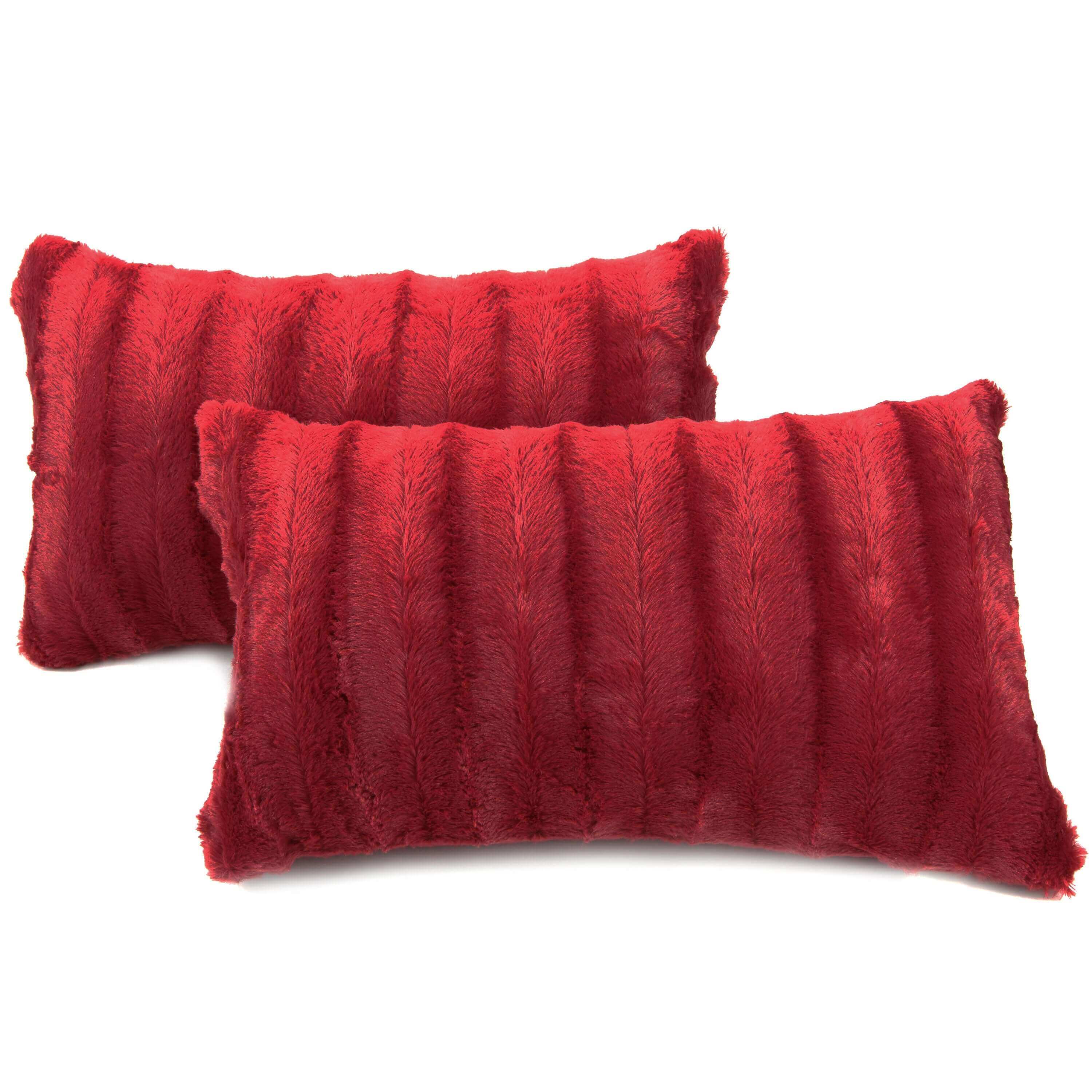 Cheer Collection - Wholesale Throw/Decorative Pillow - 2-Pack Reversible 12"x20" Faux Fur and Microplush Pillows14