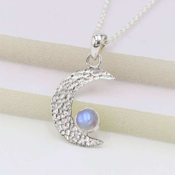 Jay Jools - Wholesale Pendant/Charm Necklace - Rainbow Moonstone Pendant: 925 Silver Half Moon Gems Jewelry3
