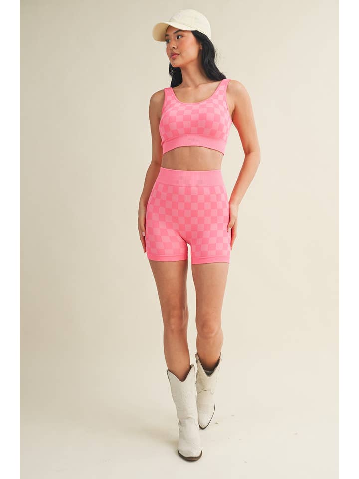 KIMBERLY C - Wholesale Activewear Set - Women's - Checkmate Cropped Two Piece Set39