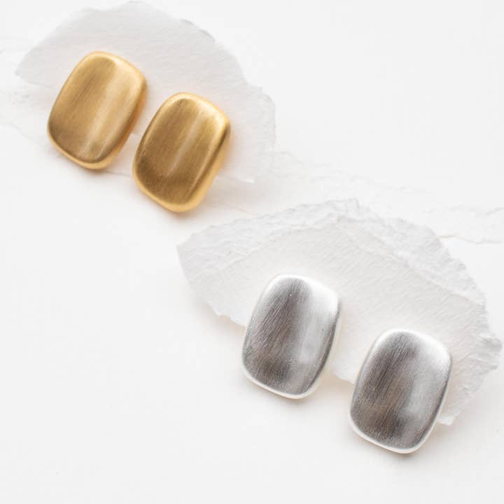 Matte Brushed Metal Stud Earrings for wholesale by Tiepology