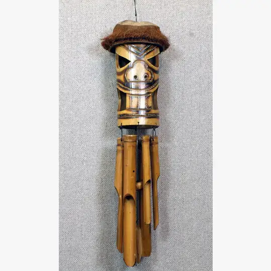 Western Counties Wholesale – wholesale Wind chime – 60cm Wooden Mask Bamboo Wind Chime 0