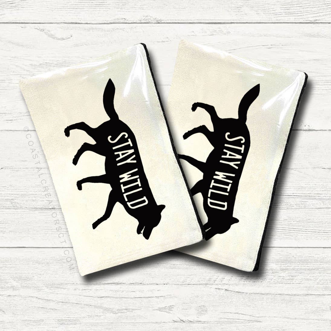 Coastal Creators of Connecticut - Wholesale Pouch - Women's - Stay Wild Wolf Multi-Use Canvas Zipper Travel Pouch0