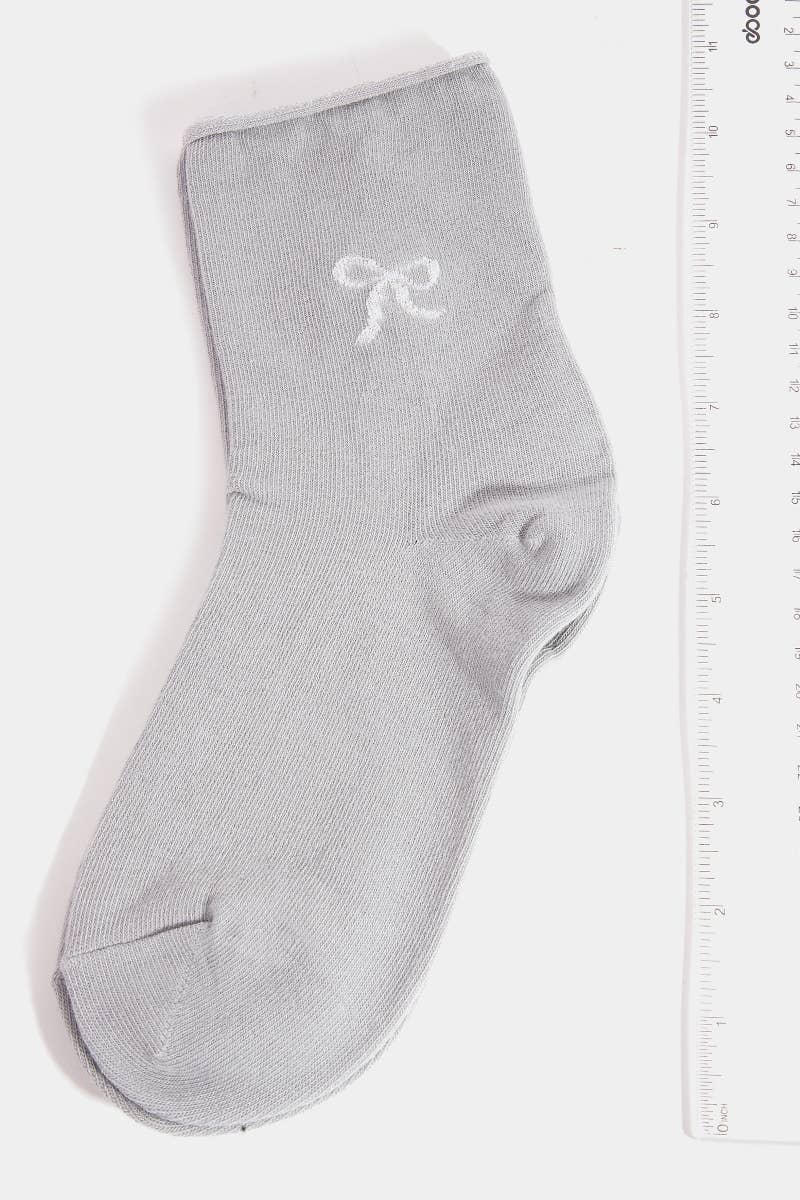 Sparkling Ribbon Bow Engraved Gray Socks for wholesale on Faire1