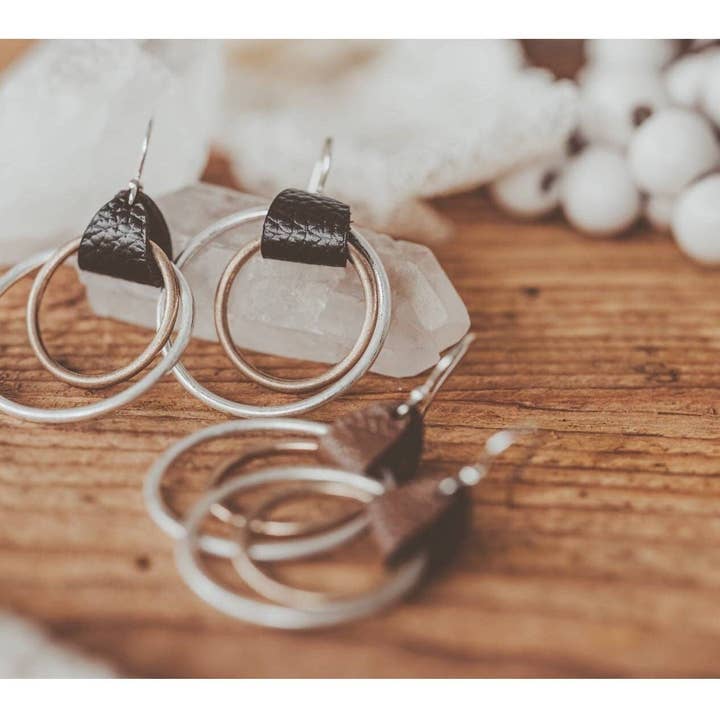 Double Hoop Dangle Mixed Metal earrings for wholesale by The Rustic Boho Chic