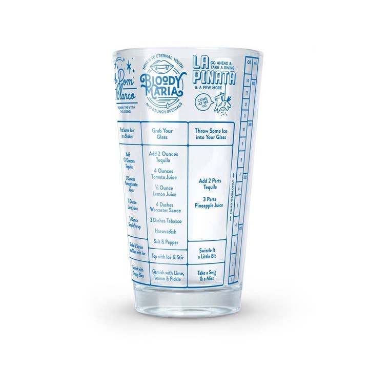 Fred & Friends - Wholesale Cocktail/Liquor Glass - Good Measure Recipe Glass - Tequila