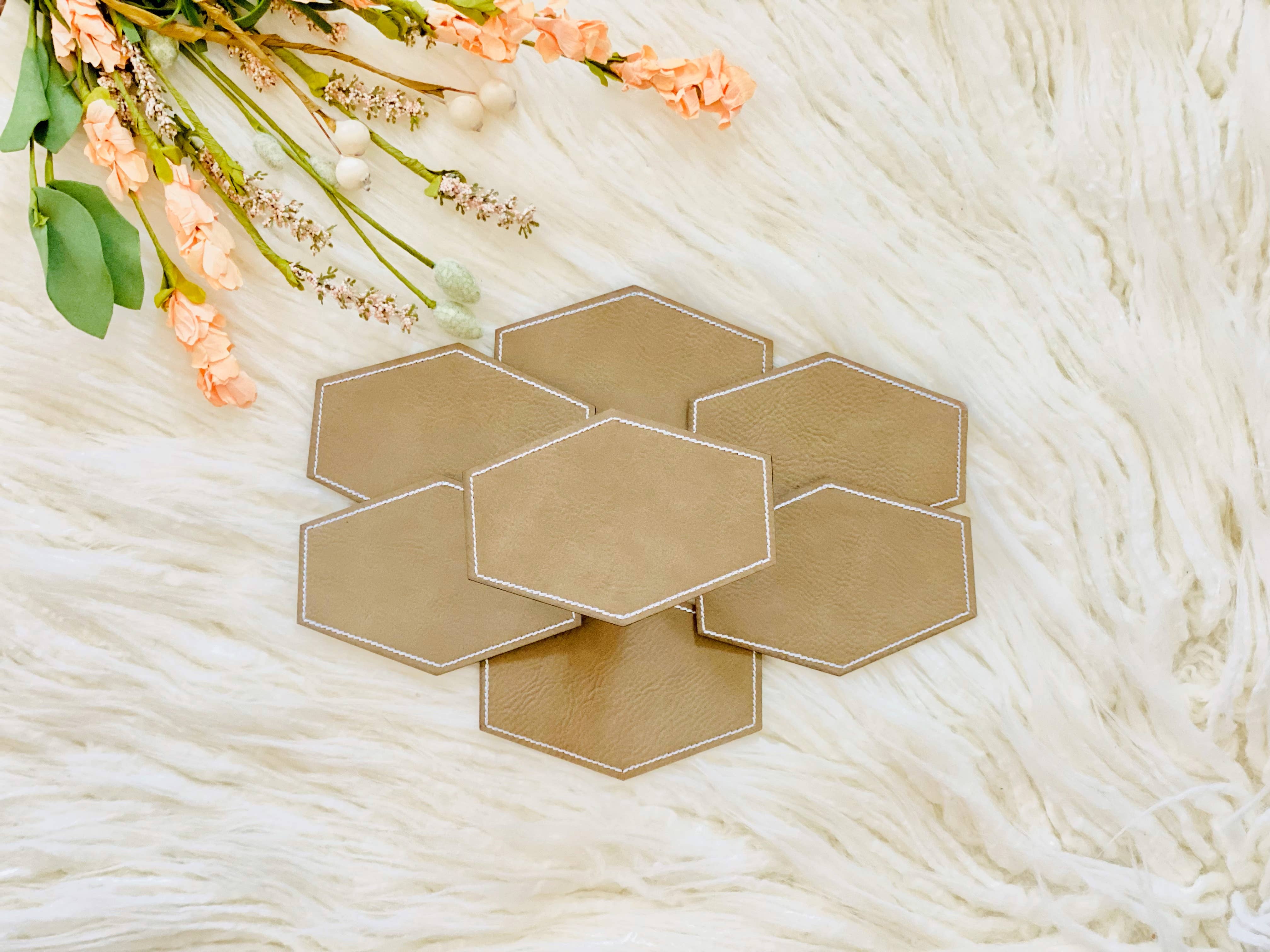 R & R Stitched - Wholesale Patch - Blank hexagon leather embroidered hat patch5