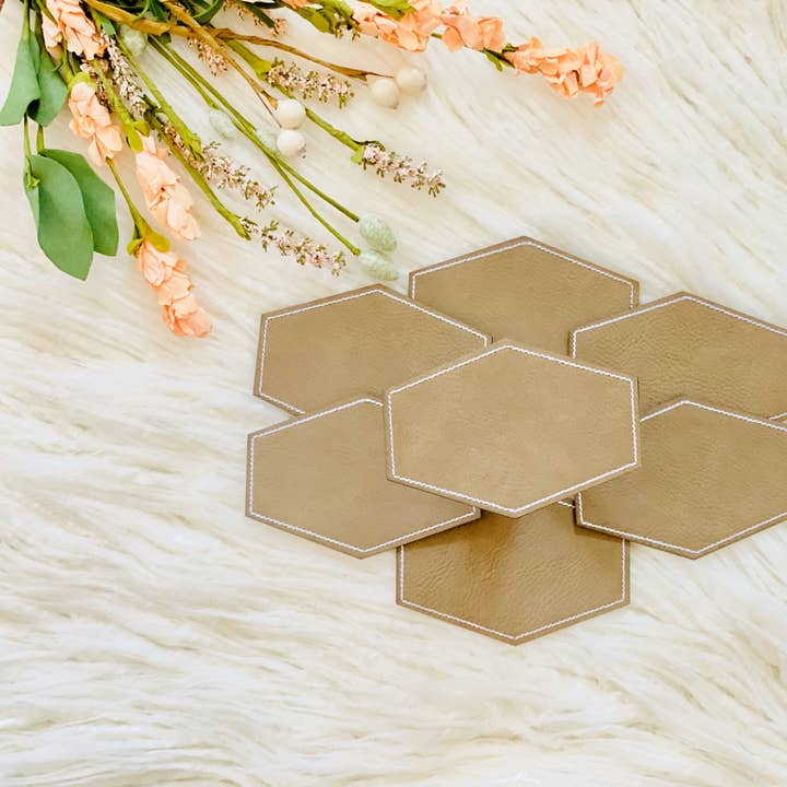 R & R Stitched - Wholesale Patch - Blank hexagon leather embroidered hat patch5