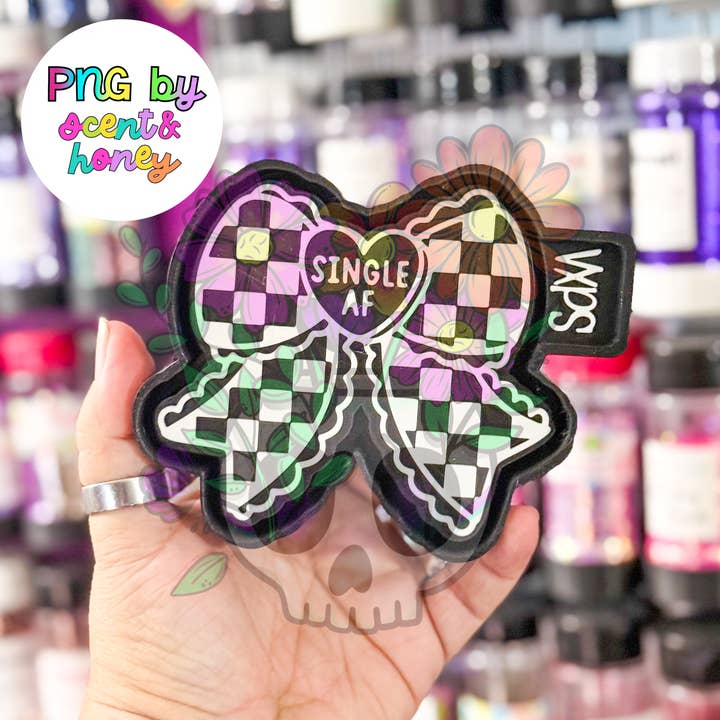 Single AF Checkered Bow Freshie Mold - Semi Exclusive for wholesale by Vibrant Xpressions
