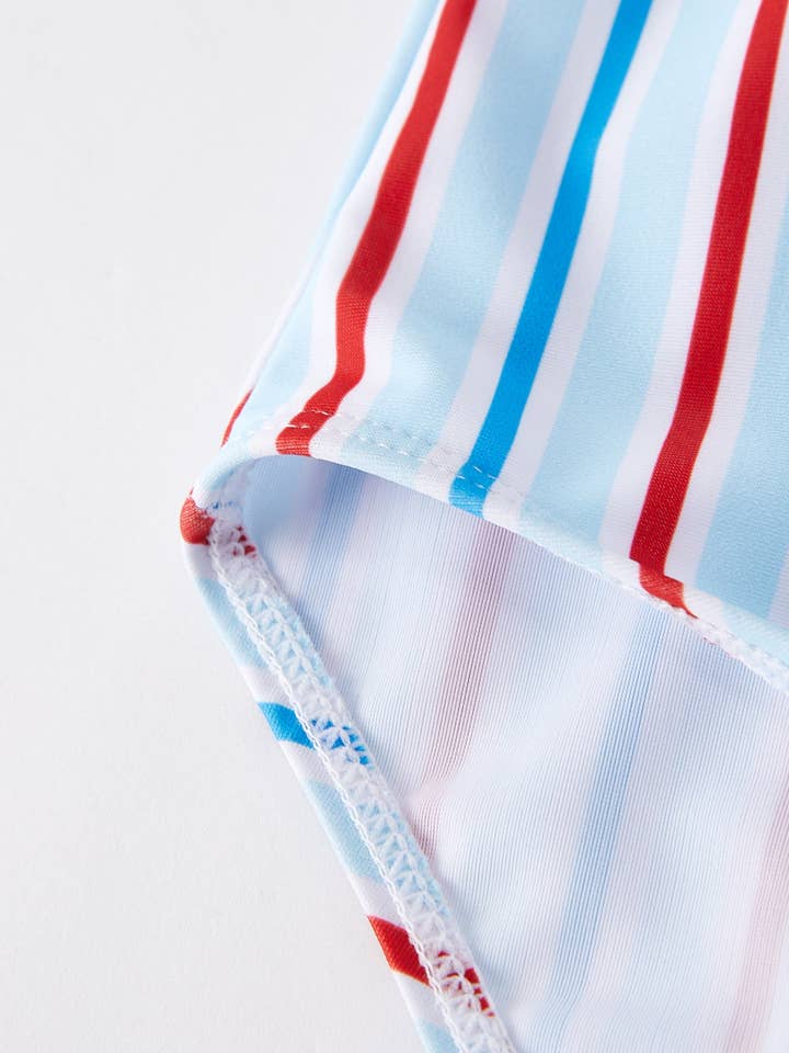Rylee Faith Designs - Wholesale One Piece Swimsuit - Kids - “Stripe” Floral Boutique Swimsuit