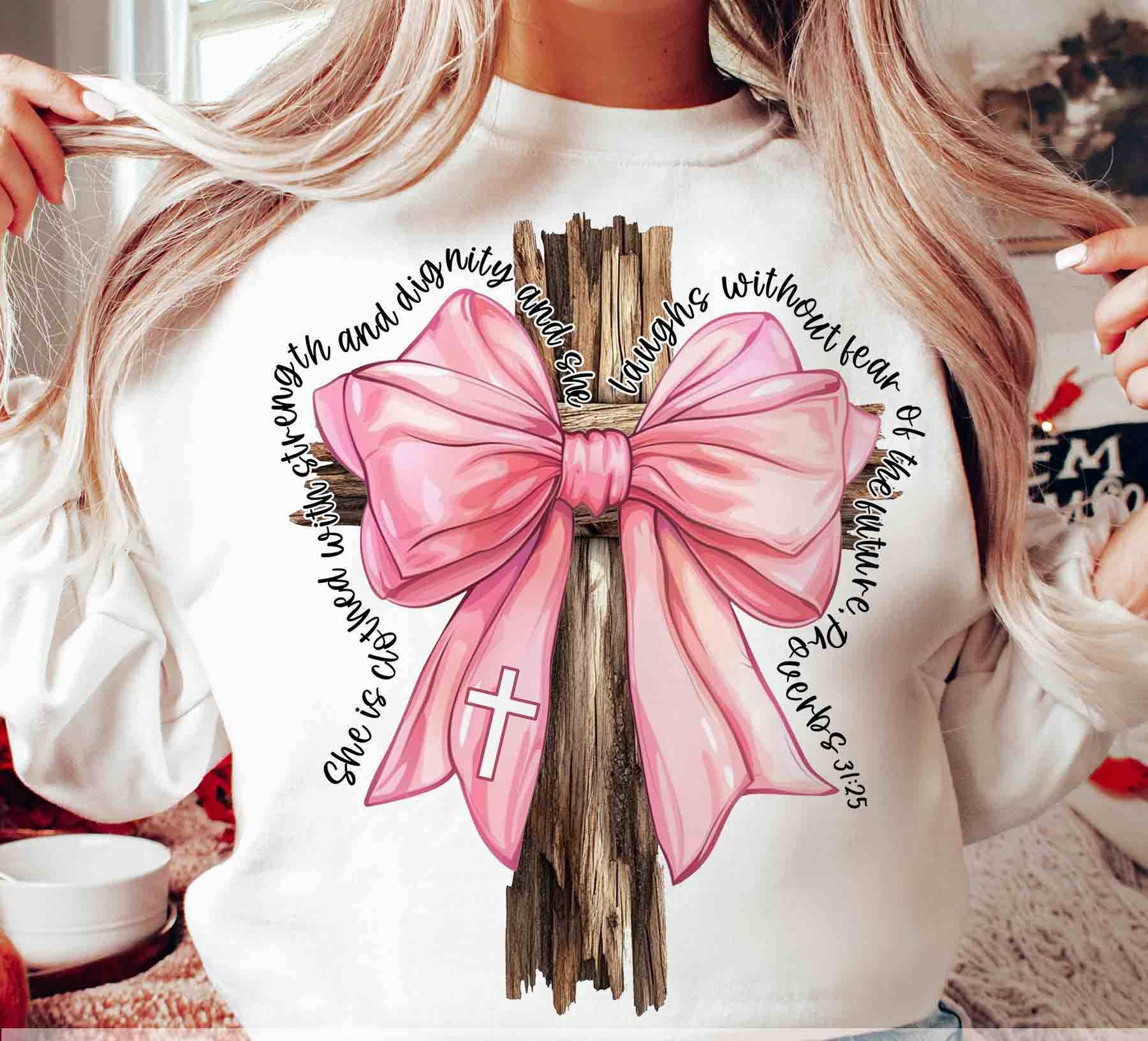 NVC Ecommerce LLC - Wholesale Graphic Sweatshirt - Women's - Proverbs She is Clothed with Strength Sweatshirt, T-Shirt0