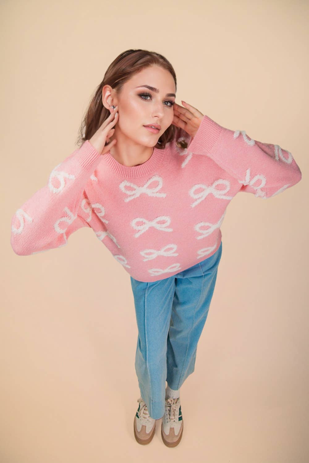 VERY J - Wholesale Knit Sweater - Women's - 12W3516NX-PLUS SIZE Bow Textured Graphic Knit Sweater Top14