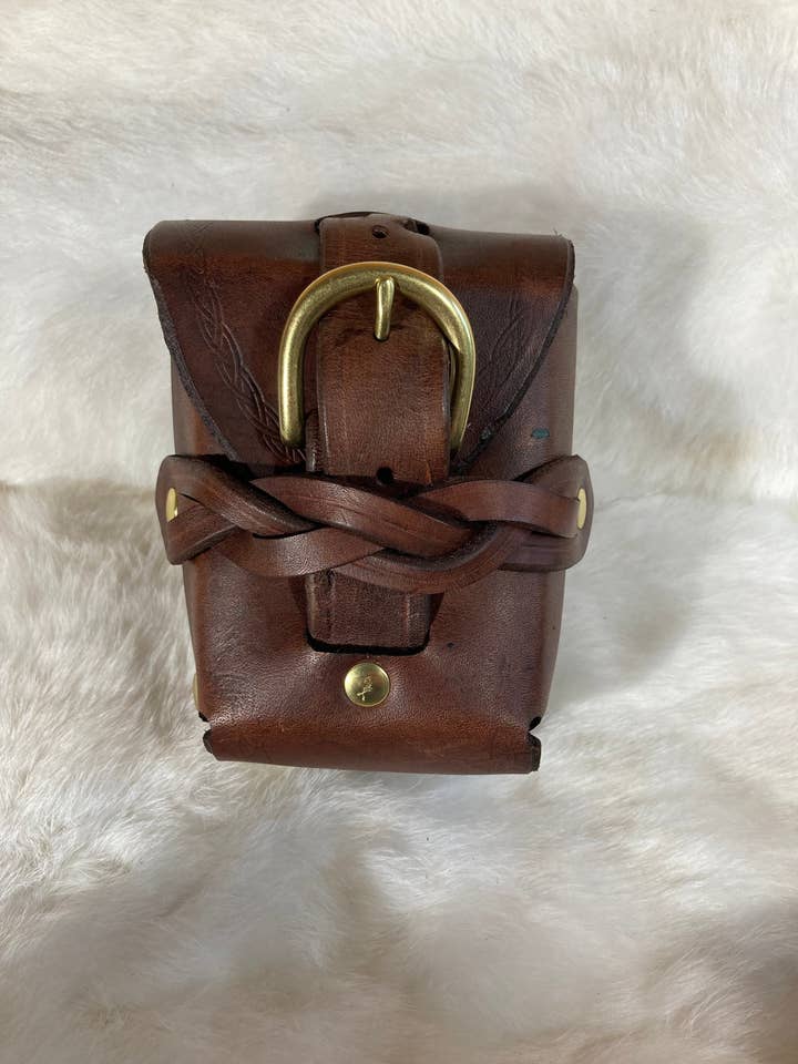 Braided Leather Belt Pouch with Buckle for wholesale by Frost & Ember Creations, LLC