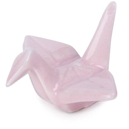 Origami Crane Porcelain Chopsticks Rest 2"L Pink for wholesale by Urban Tokyo