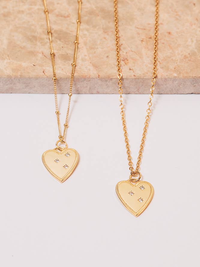 Mahon Heart Charm Necklace | 14k Goldfill for wholesale by Janna Conner